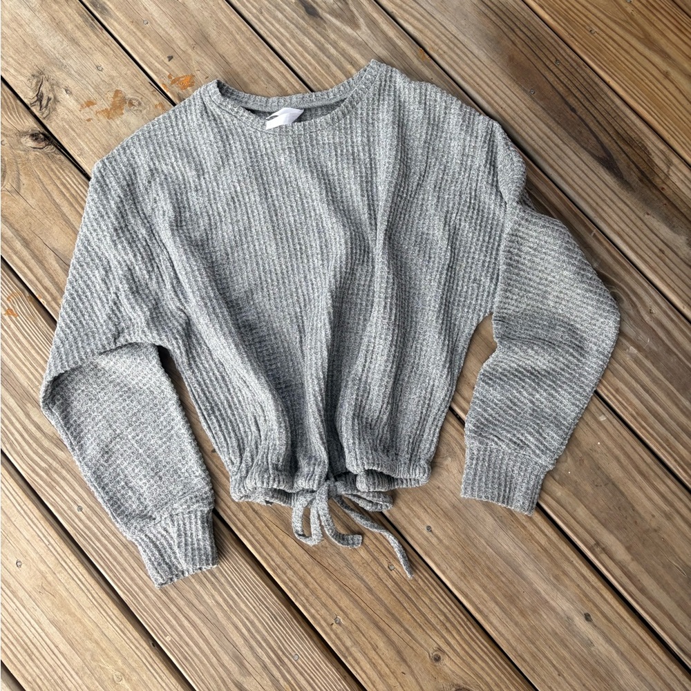 Waffle texture gray sweatshirt
